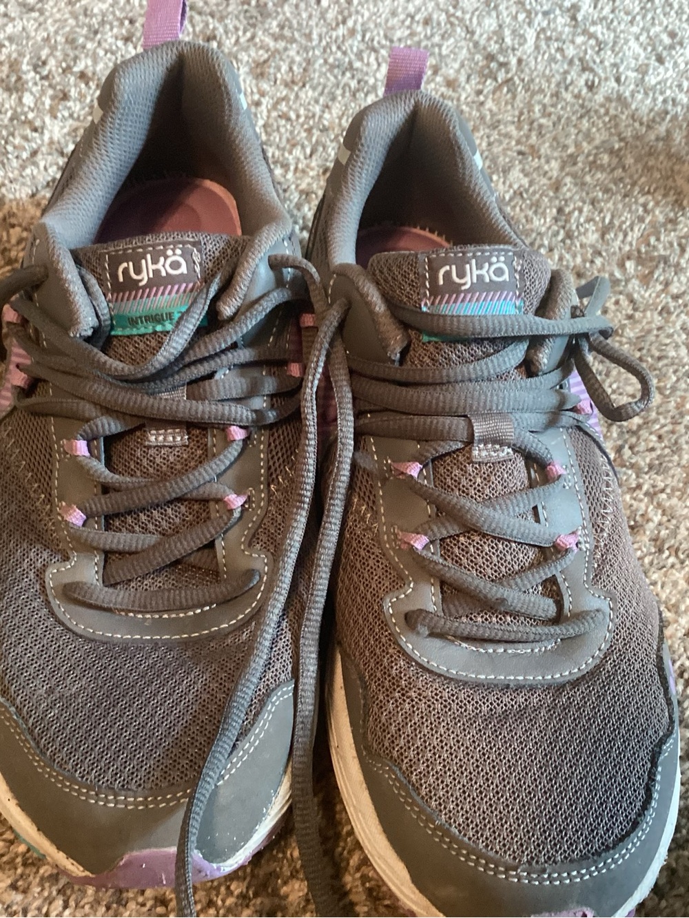 Ryka Brown and Purple Women's Lace-Up Walking Sneakers